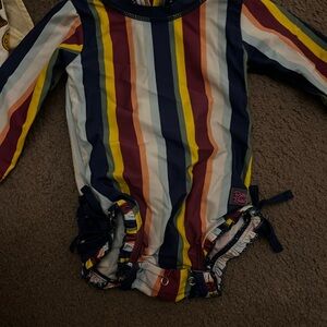 Colorful Striped Kids Swim One Piece